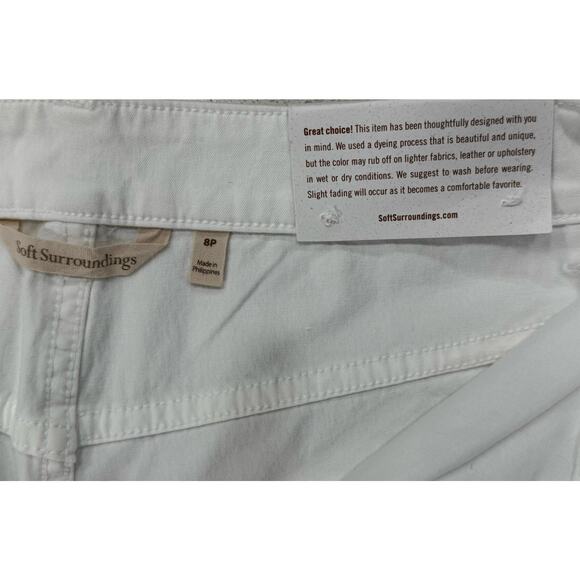 NWT Soft Surroundings Womens Size 8P Wide Leg Cropped Jeans w/ Lace Hem White - Picture 8 of 10